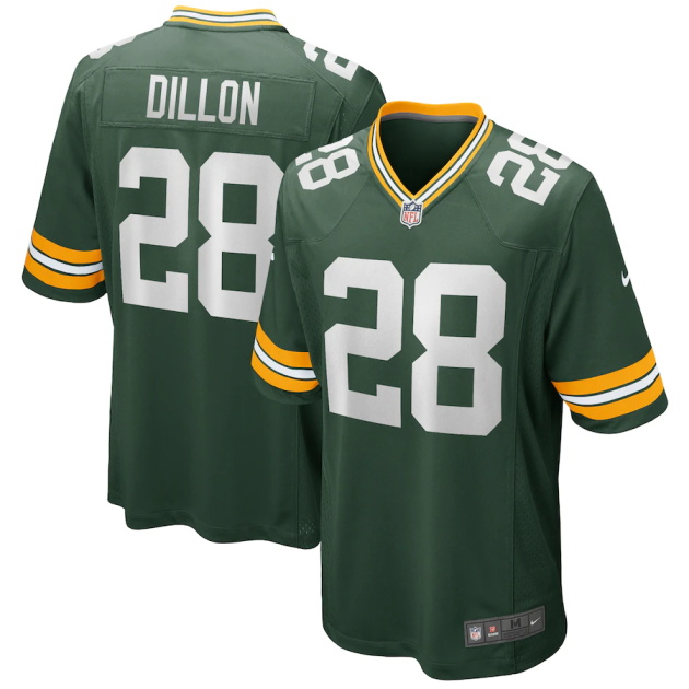 mens nike aj dillon green green bay packers game player jersey